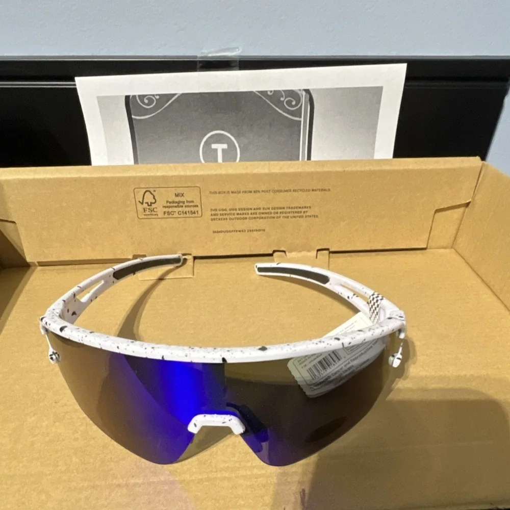 1-24/7 Life  Bad Rippers Cycling Sunglasses Blue Mirrored Shield White UV400